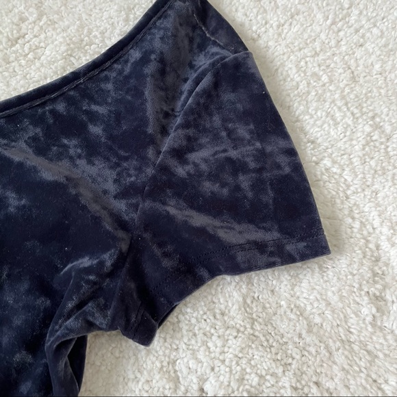 American Eagle Outfitters Crushed Velvet Blue Gray Bodysuit - Picture 3 of 7